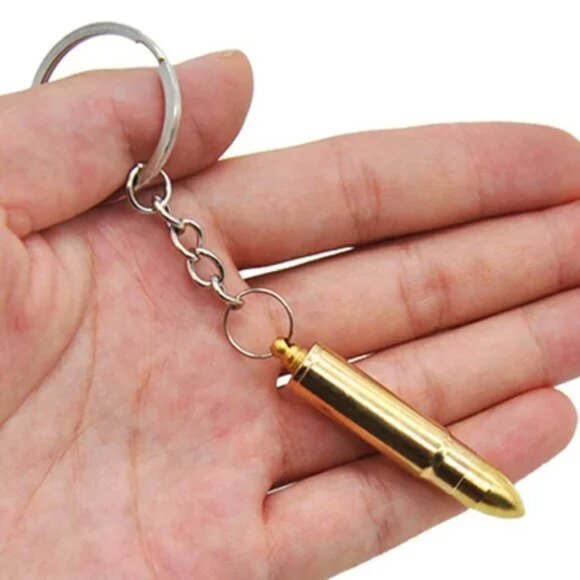 NEW (5-PACK) BULLET CHARM KEYCHAINS METAL PENDENT KEY RING SET GUN BULLET SHAPE - Picture 2 of 7